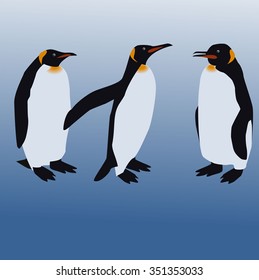 Three penguins - vector illustration