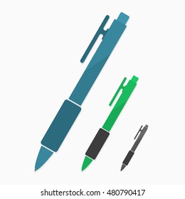 three pens with different colors