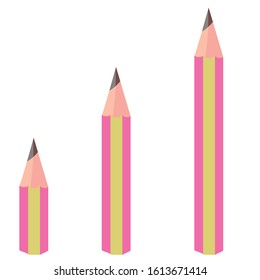 three pens of different lengths