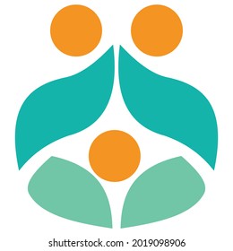 Three people abstraction template logo holding hands