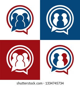 three people with bubble talk icon