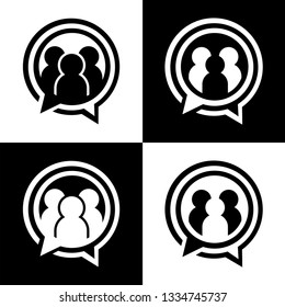 three people with bubble talk icon