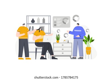 three people business discussion concept flat illustration	