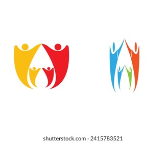Three People Collaboration. Concept of Teamwork and Great work logo design.
