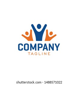 three people concept logo, happy family logo ready to use