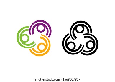 three people connected concept with colorful and one black color ready to use
