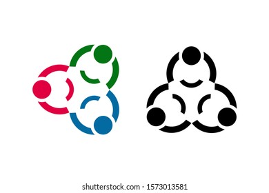 three people connected concept with colorful and one black color ready to use
