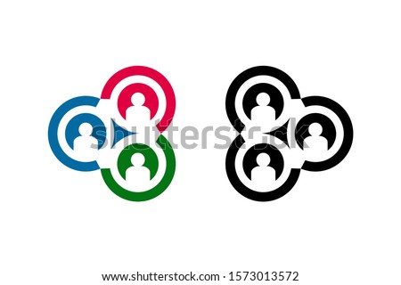 three people connected concept with colorful and one black color ready to use