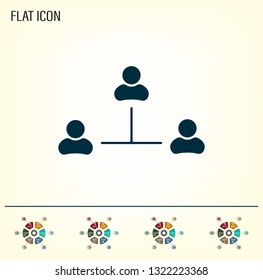 Three people connected in a network - symbol for download. Vector icons for video, mobile apps, Web sites and print projects.