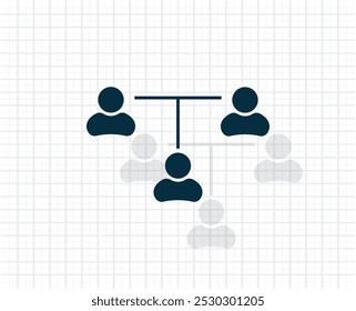 Three people connected in a network - symbol for download. Vector icons for video, mobile apps, Web sites and print projects.