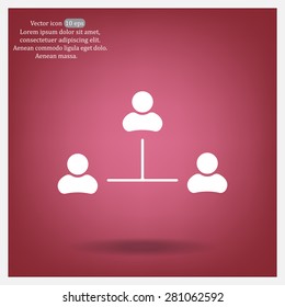 Three people connected in a network - symbol for download. Vector icons for video, mobile apps, Web sites and print projects.