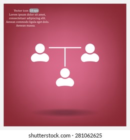 Three people connected in a network - symbol for download. Vector icons for video, mobile apps, Web sites and print projects.