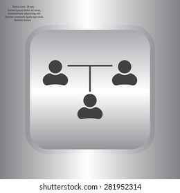Three people connected in a network - symbol for download. Vector icons for video, mobile apps, Web sites and print projects.
