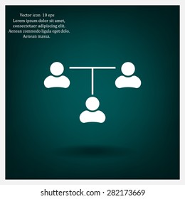 Three people connected in a network - symbol for download. Vector icons for video, mobile apps, Web sites and print projects.