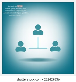 Three people connected in a network - symbol for download. Vector icons for video, mobile apps, Web sites and print projects.