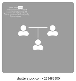 Three people connected in a network - symbol for download. Vector icons for video, mobile apps, Web sites and print projects.