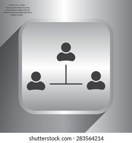 Three people connected in a network - symbol for download. Vector icons for video, mobile apps, Web sites and print projects.