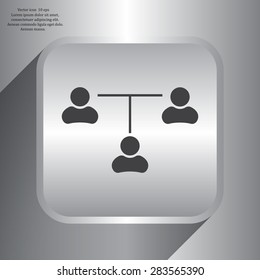 Three people connected in a network - symbol for download. Vector icons for video, mobile apps, Web sites and print projects.