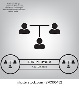 Three people connected in a network - symbol for download. Vector icons for video, mobile apps, Web sites and print projects.