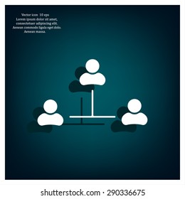 Three people connected in a network - symbol for download. Vector icons for video, mobile apps, Web sites and print projects.