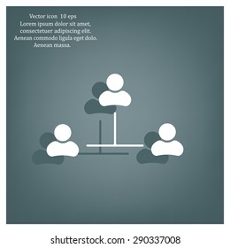 Three people connected in a network - symbol for download. Vector icons for video, mobile apps, Web sites and print projects.