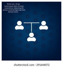 Three people connected in a network - symbol for download. Vector icons for video, mobile apps, Web sites and print projects.
