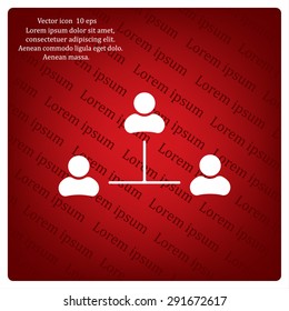 Three people connected in a network - symbol for download. Vector icons for video, mobile apps, Web sites and print projects.