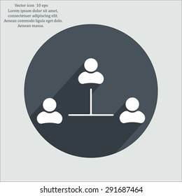 Three people connected in a network - symbol for download. Vector icons for video, mobile apps, Web sites and print projects.