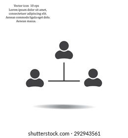 Three people connected in a network - symbol for download. Vector icons for video, mobile apps, Web sites and print projects.