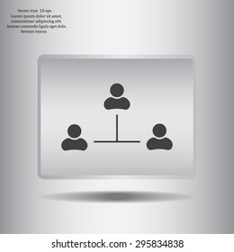 Three people connected in a network - symbol for download. Vector icons for video, mobile apps, Web sites and print projects.
