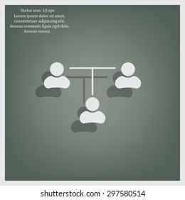 Three people connected in a network - symbol for download. Vector icons for video, mobile apps, Web sites and print projects.