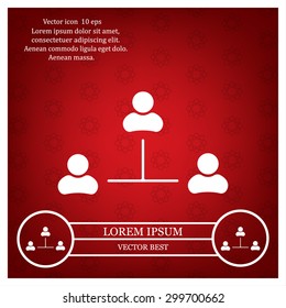 Three people connected in a network - symbol for download. Vector icons for video, mobile apps, Web sites and print projects.