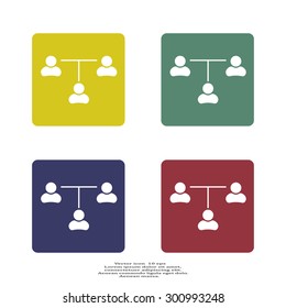 Three people connected in a network - symbol for download. Vector icons for video, mobile apps, Web sites and print projects.