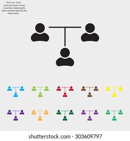 Three people connected in a network - symbol for download. Vector icons for video, mobile apps, Web sites and print projects.