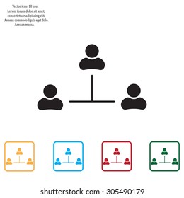 Three people connected in a network - symbol for download. Vector icons for video, mobile apps, Web sites and print projects.