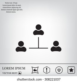 Three people connected in a network - symbol for download. Vector icons for video, mobile apps, Web sites and print projects.