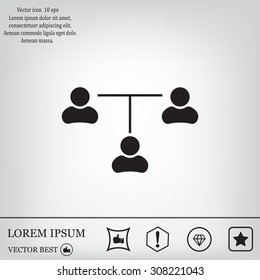 Three people connected in a network - symbol for download. Vector icons for video, mobile apps, Web sites and print projects.