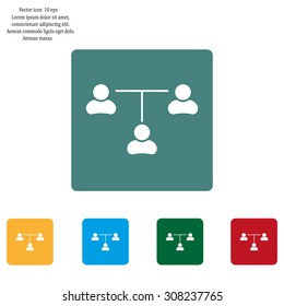 Three people connected in a network - symbol for download. Vector icons for video, mobile apps, Web sites and print projects.
