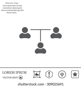 Three people connected in a network - symbol for download. Vector icons for video, mobile apps, Web sites and print projects.