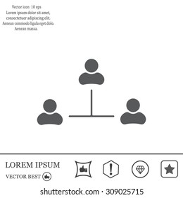 Three people connected in a network - symbol for download. Vector icons for video, mobile apps, Web sites and print projects.