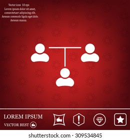 Three people connected in a network - symbol for download. Vector icons for video, mobile apps, Web sites and print projects.