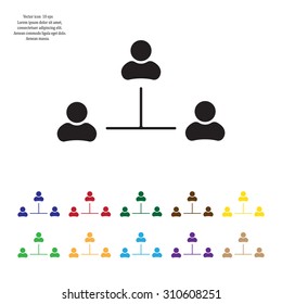 Three people connected in a network - symbol for download. Vector icons for video, mobile apps, Web sites and print projects.