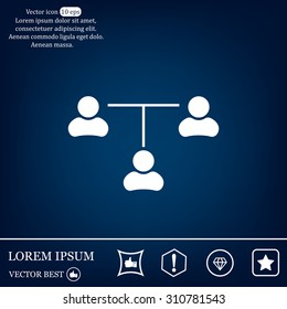 Three people connected in a network - symbol for download. Vector icons for video, mobile apps, Web sites and print projects.