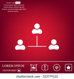 Three people connected in a network - symbol for download. Vector icons for video, mobile apps, Web sites and print projects.