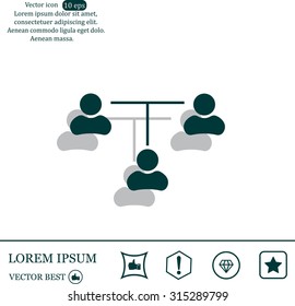 Three people connected in a network - symbol for download. Vector icons for video, mobile apps, Web sites and print projects.