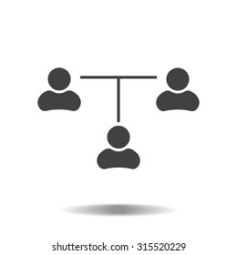 Three people connected in a network - symbol for download. Vector icons for video, mobile apps, Web sites and print projects.