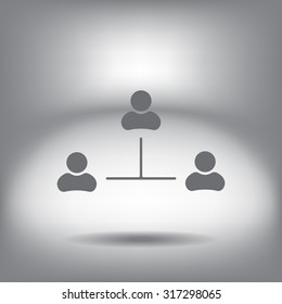 Three people connected in a network - symbol for download. Vector icons for video, mobile apps, Web sites and print projects.