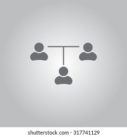 Three people connected in a network - symbol for download. Vector icons for video, mobile apps, Web sites and print projects.