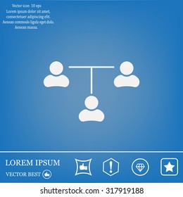 Three people connected in a network - symbol for download. Vector icons for video, mobile apps, Web sites and print projects.