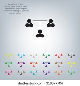 Three people connected in a network - symbol for download. Vector icons for video, mobile apps, Web sites and print projects.